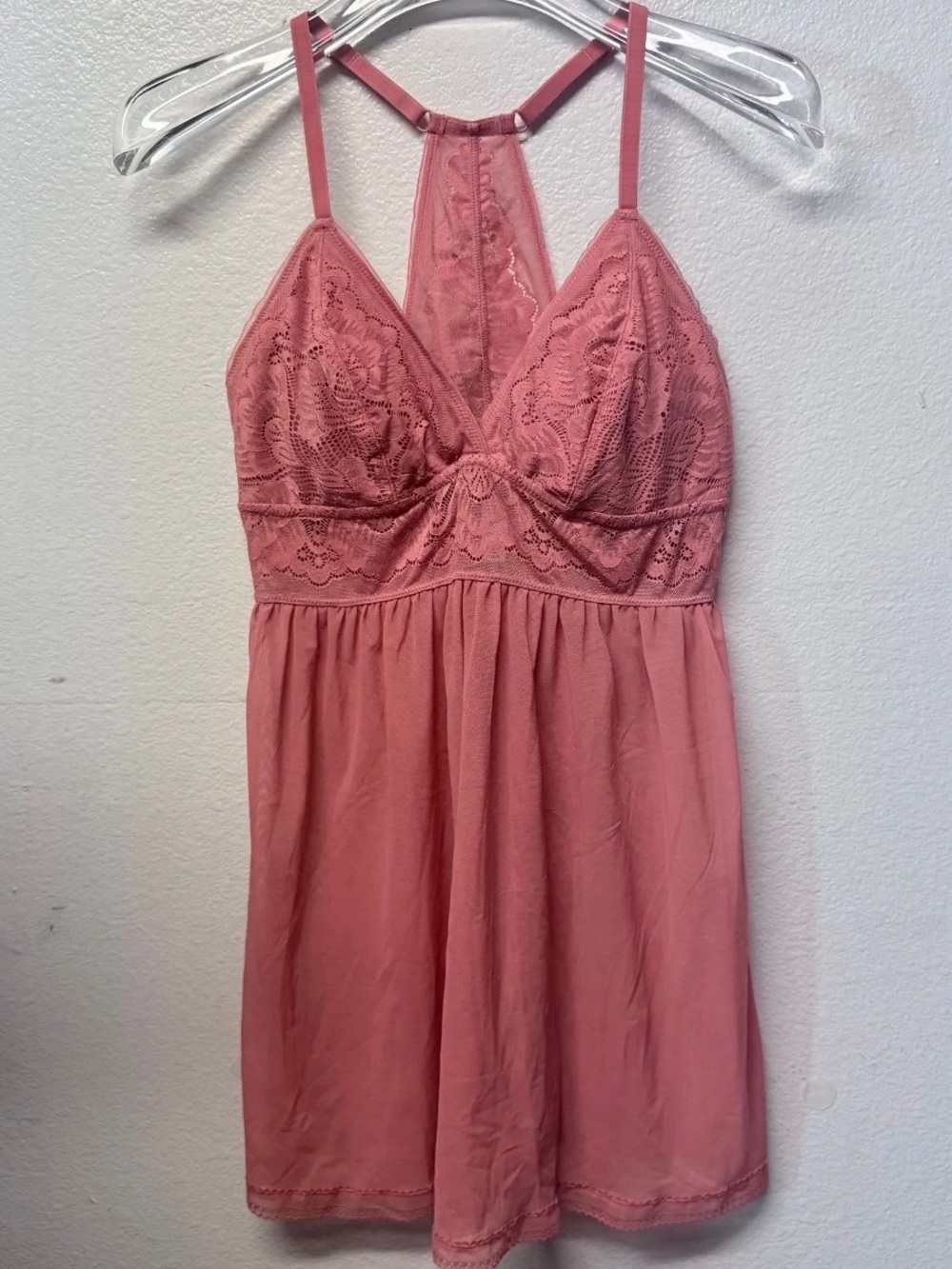AUDEN Lace Racerback Babydoll Tank Pink Intimates Night Dress